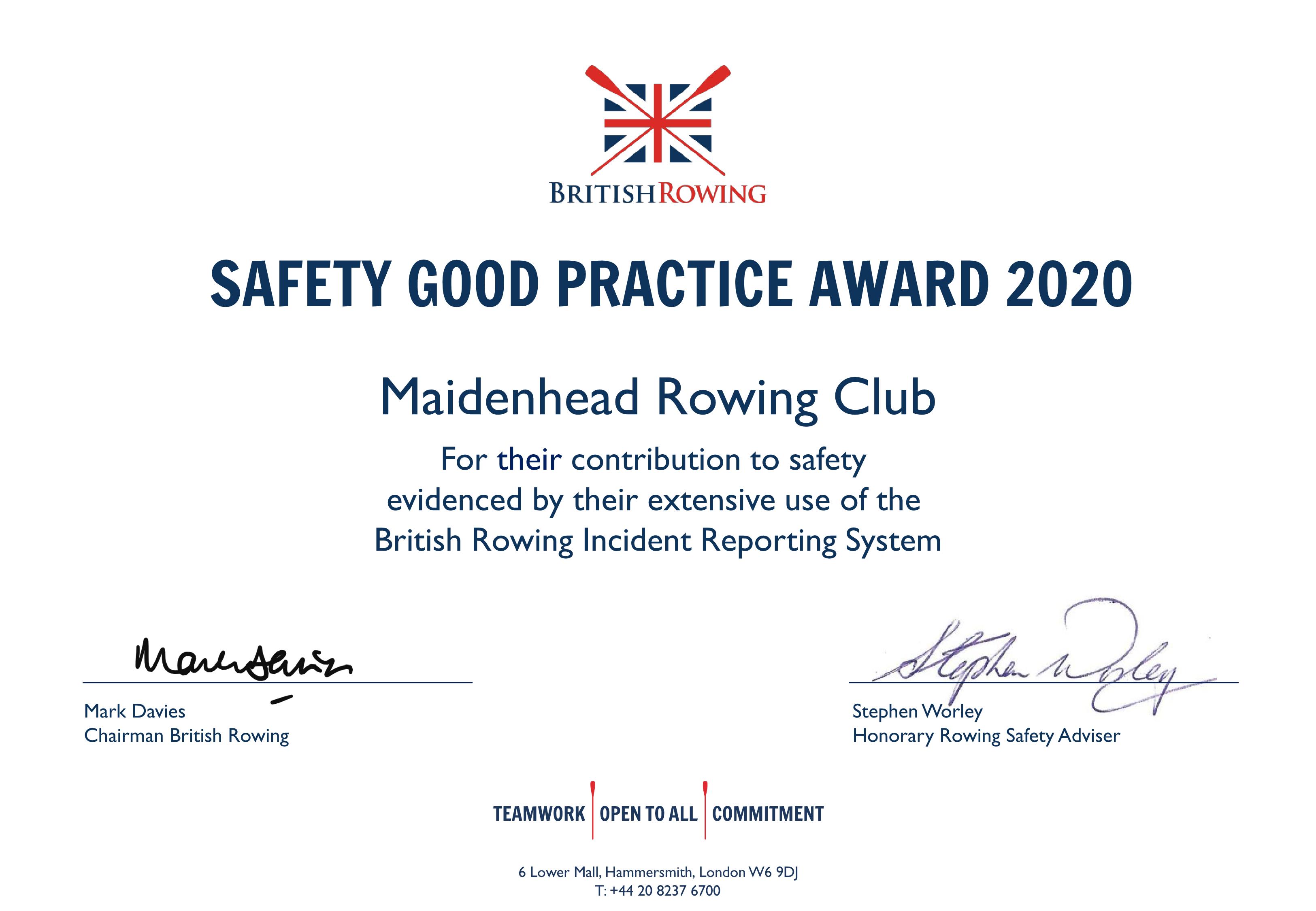 Safety Certificate Maidenhead 2020 1